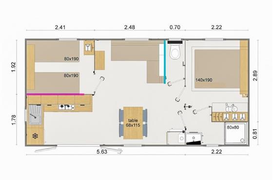 Camping Loire et Châteaux, entre Tours et Saumur, en val de Loire - Mobil Home DUO PLUS - 2 chambres